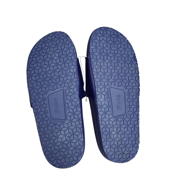 Polo Ralph Lauren Cayson Slide Navy Blue White Logo Sandals Mens 8